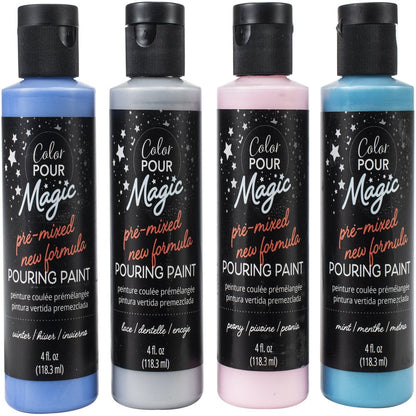 Color Pour Magic Pre-Mixed Paint Kit 4/Pkg-Opal Flux