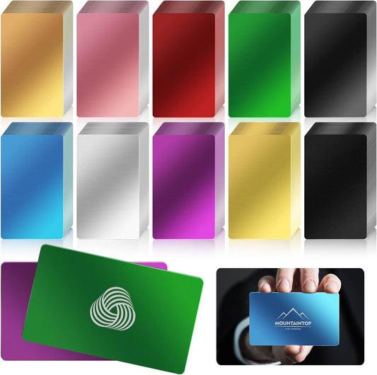 200 Pcs Metal Business Card Blanks, Colorful Aluminum Laser Engraving Blanks Multipurpose Metal Cards Laser Engraving DIY Cards for Circut, CNC, Glowforge