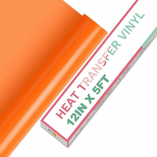 Orange HTV Heat Transfer Vinyl 12" X 5FT Iron on Heat Press Orange Vinyl Roll for Cricut & Heat Press Machine,Perfect for T Shirts & Other Fabric Diy(Orange )
