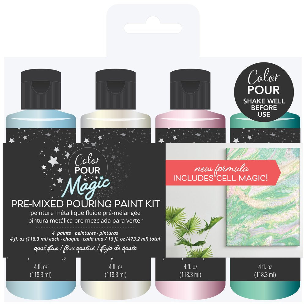 Color Pour Magic Pre-Mixed Paint Kit 4/Pkg-Opal Flux