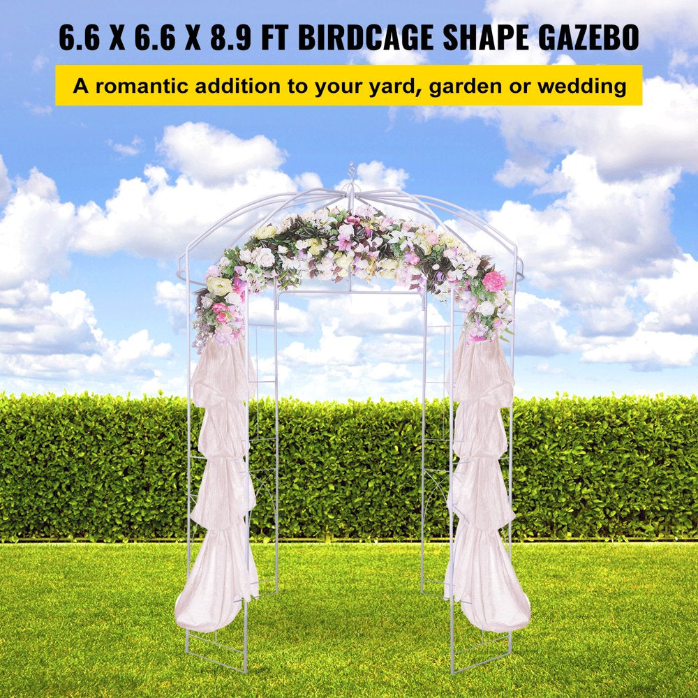 Birdcage Shape Gazebo Pergola 9' X 6.6' for Wedding Outdoor Garden, White