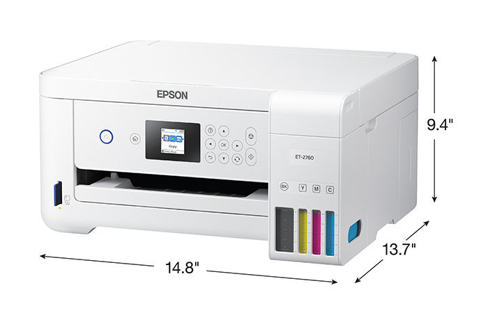 Epson EcoTank ET-2760 Wireless Color All-in-One Cartridge-Printer with Scanner and Copier