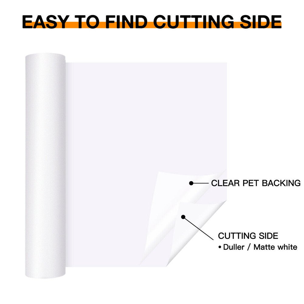 12" X 15 FT Matte White Permanent Vinyl, Adhesive Vinyl Roll for Cricut,Silhouette, Cameo Cutters,Signs,Scrapbooking,Craft,Die Cutters