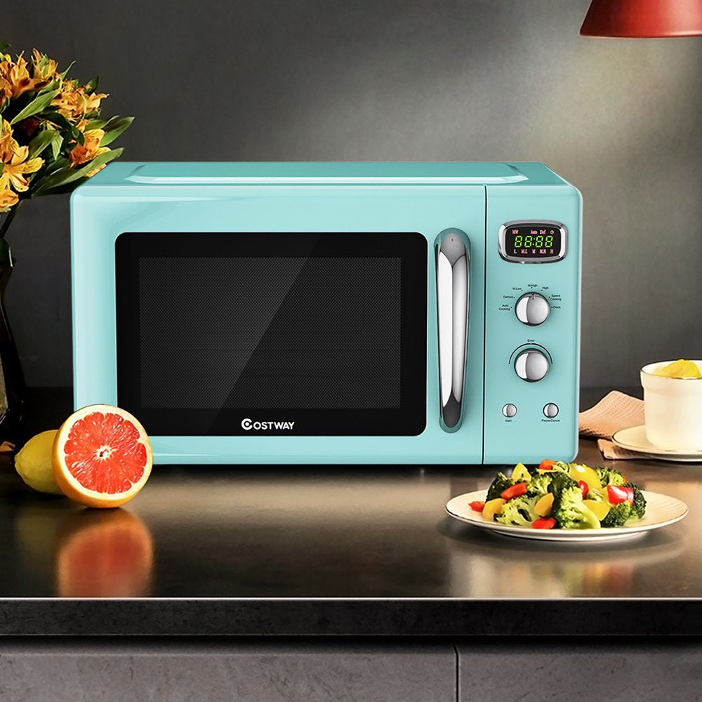 0.9Cu.Ft. Retro Countertop Compact Microwave Oven 900W 8 Cooking Settings Green