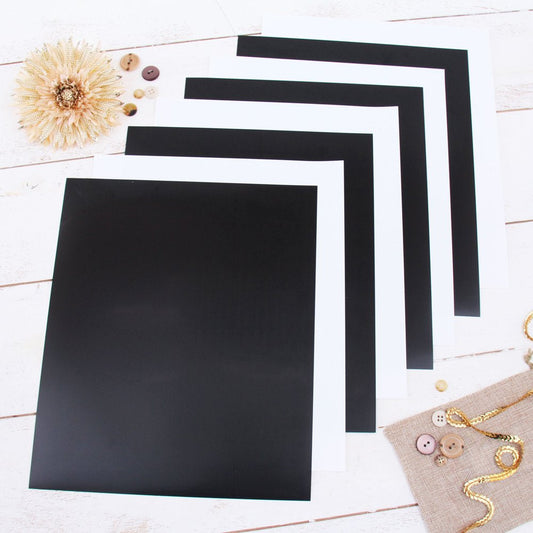 Black & White 10" X 12" Heat Transfer Vinyl Precut Sheets | Bundle Pack Solid Colors | 4 Sheets Each Color | Compatible with Cricut Silhouette and Cameo | HTV