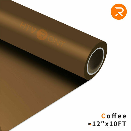 Coffee Heat Transfer Vinyl Rolls - 12" X 10FT Coffee Iron on Vinyl for Shirts,Coffee Iron on for Cricut & All Cutter Machine - Easy to Cut & Weed for Craft Heat Vinyl Design（Coffee）